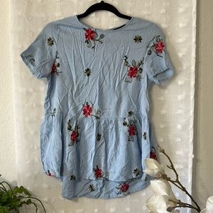 Embroidered Baby Doll Top